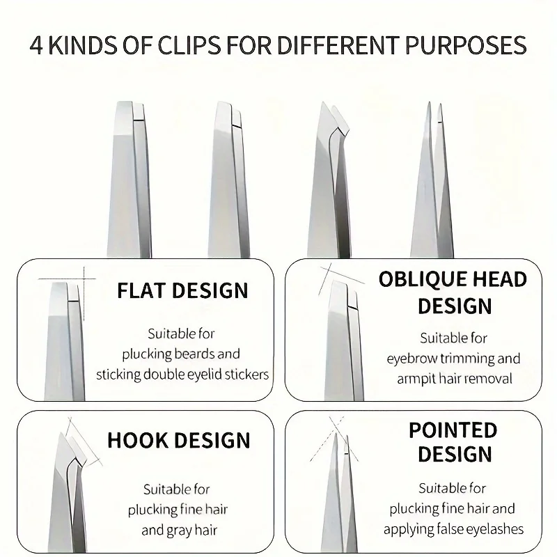4 шт. питьевой прецизионный пинцет для бровей из нержавеющей стали - наклонный наконечник для идеального формирования бровей и удаления волос - инструменты для ухода за кожей