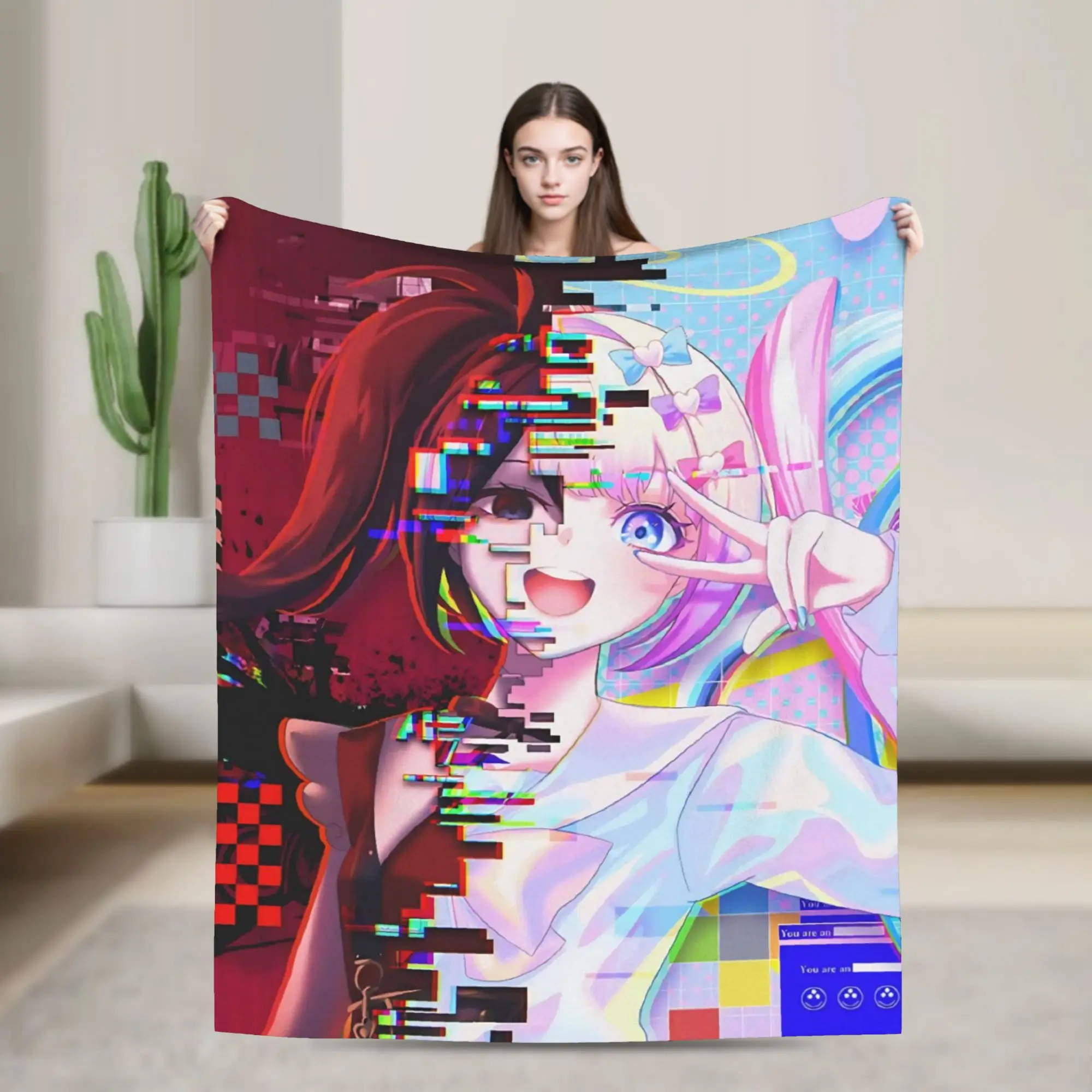 OMG kawaii Angel Blanket Coral Fleece Plush Cartoon Games Super Warm Throw Blankets for Car Sofa Couch Bed Rug