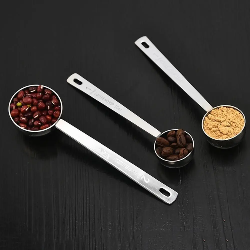 High-quality Stainless Steel Measuring Spoon Blending 5/10/15/20/30ML Coffee Scoop Thicken Powder Spoon Coffee