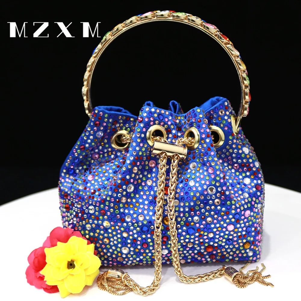 Imagem -06 - Bucket Carteira Evening Bolsa para Mulheres Festa e Noite Bolsas com Cristal Rhinestone para Festa de Casamento Prom Dress Chain Bag