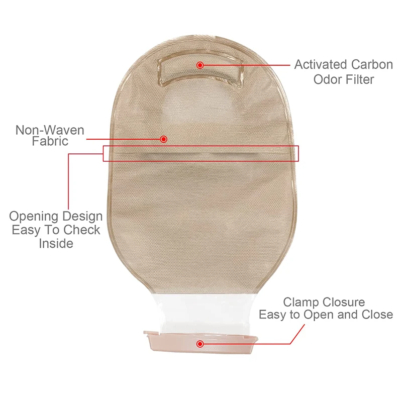 

Waterproof Two Piece Clamp Closure Ostomy Bag Set-Clamp Closure