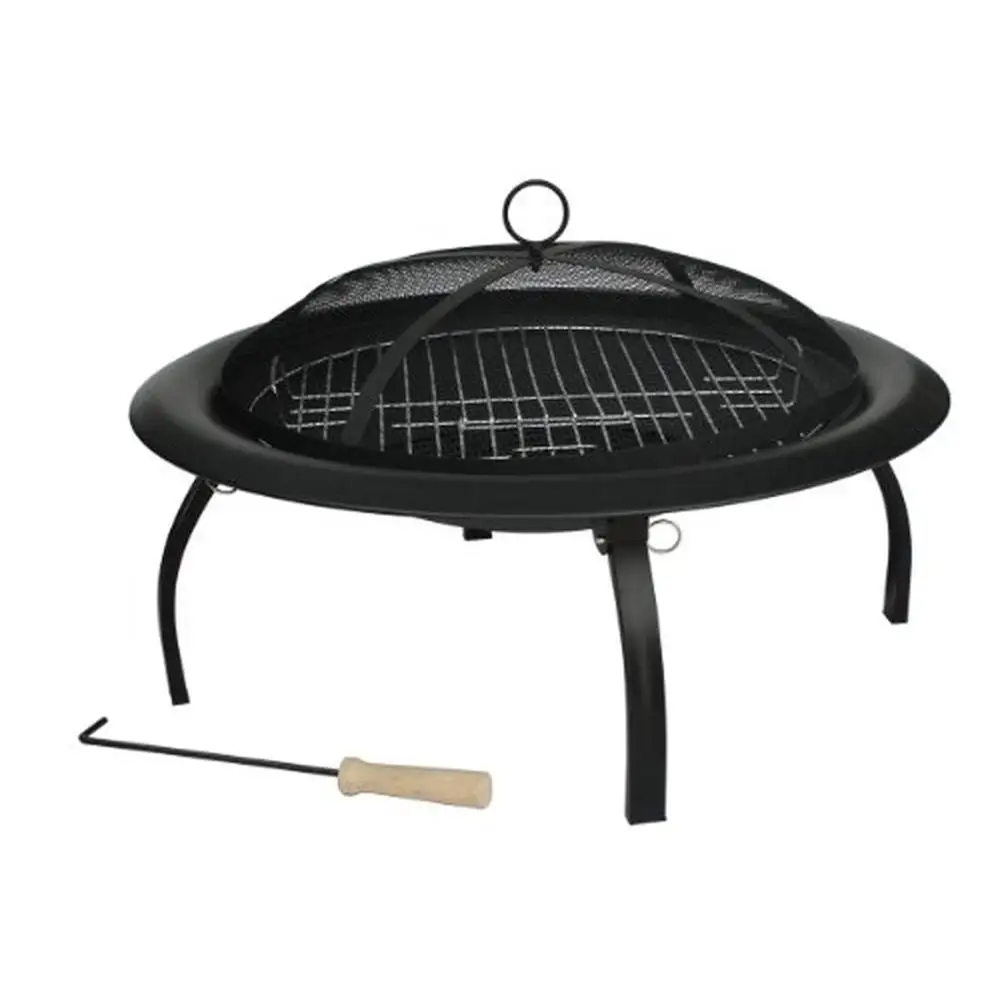 Portable Folding Fire Pit Steel Bowl Folding Legs Mesh Screen Wood Grate Cooking Tool Carrying Bag Lightweight Kit