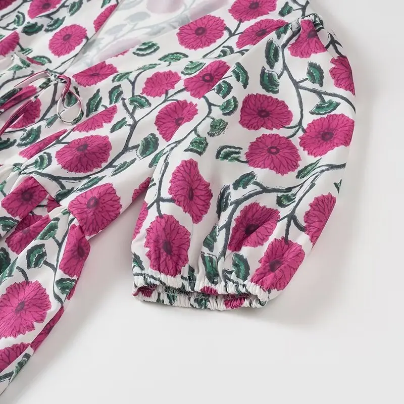 Conjunto de moda de primavera con csa estampada con lazo de mariposa dulce y falda entallada de cintura alta, ropa ele...