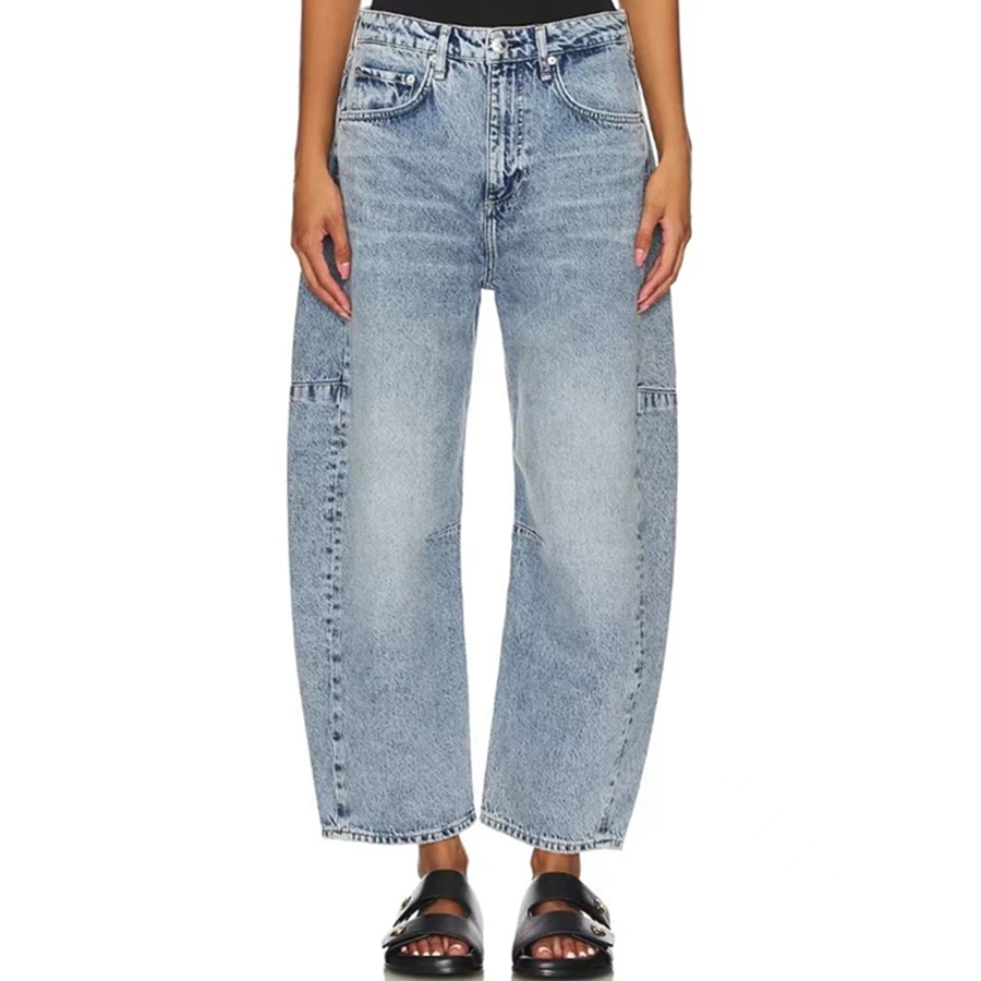 

Maxdutti French Minimalist Vintage Mom Jeans Women's Jeans High Street Loose Summer Cropped Woman Clothes Women's Denim Pants