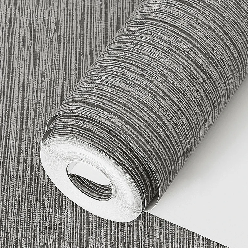 Non-woven Fabric Household Wallpaper Linen Pattern Bedroom Living Room Plain Color Modern Simple Non-Self-adhesive Wallpaper