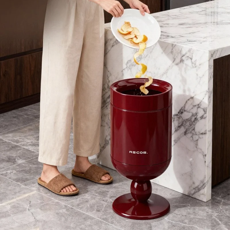 

Stainless Steel Trash Can, Vintage High-Foot Rolling Extra Large Capacity Lidless Bin, Practical Home Kitchen Waste Container