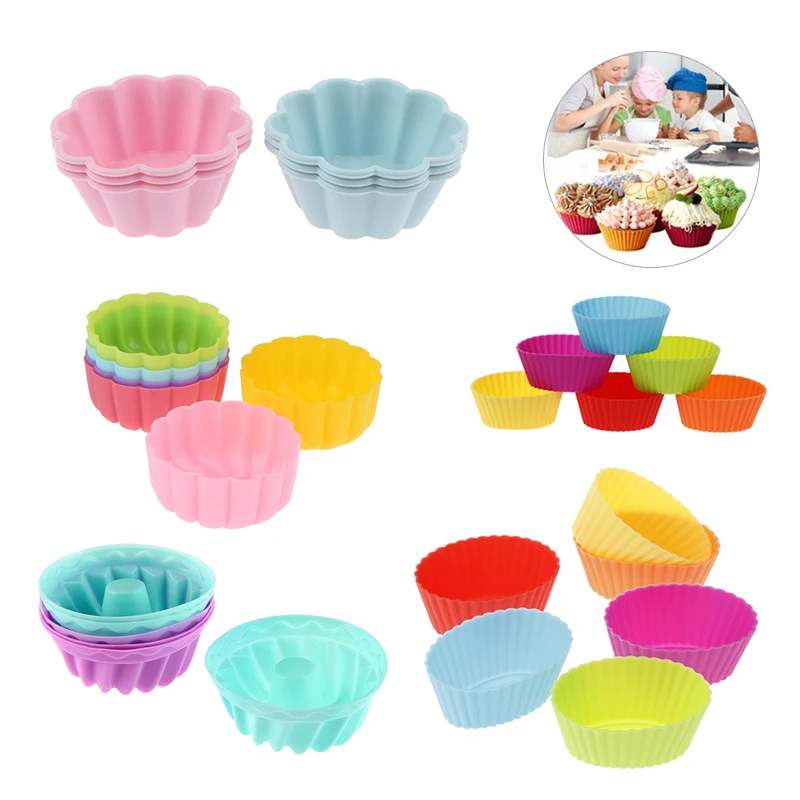 

5pcs/6pcs/lot DIY Flower Shape Silicone Mold Cupcake Cake Mold Muffin Baking Silicone Cake Mold Muffin