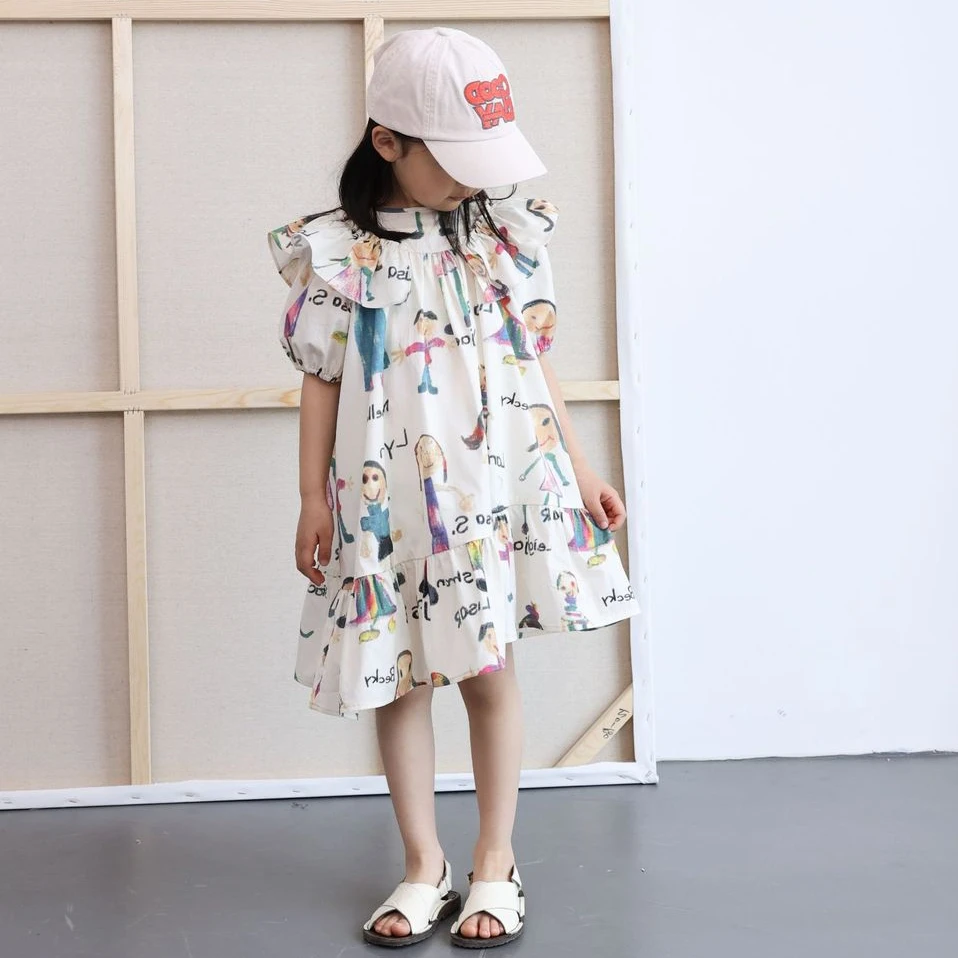 

Kids Dress Spring and Summer New Girls Dress Cartoon Lovely Dress Children's Wear