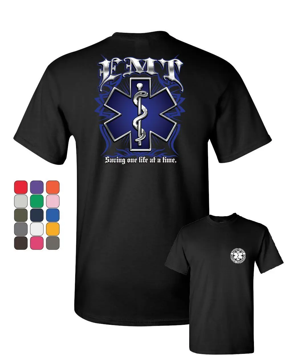 EMT Saving One Life at a Time T-Shirt Paramedic First Responders Mens Shirt