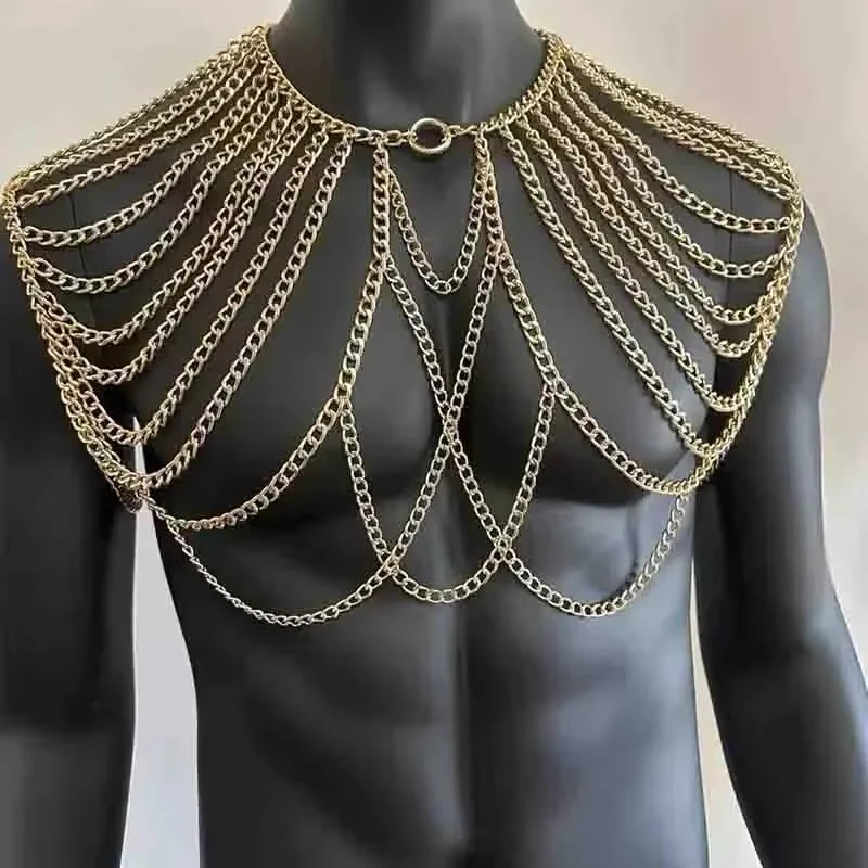 Men'S Shoulder Body Chain Sexy Sex Necklace Bar Nightclub Party Style Accessories Fashion Personality Chest Chain