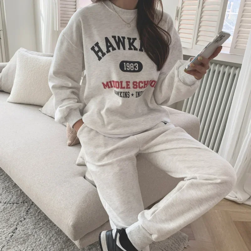 مجموعة ملابس رياضية نسائية للخريف والشتاء من Salt System مكونة من قطعتين مصنوعة من مادة القطن الكاملة على طراز الدراما الكورية الأنيقة #4