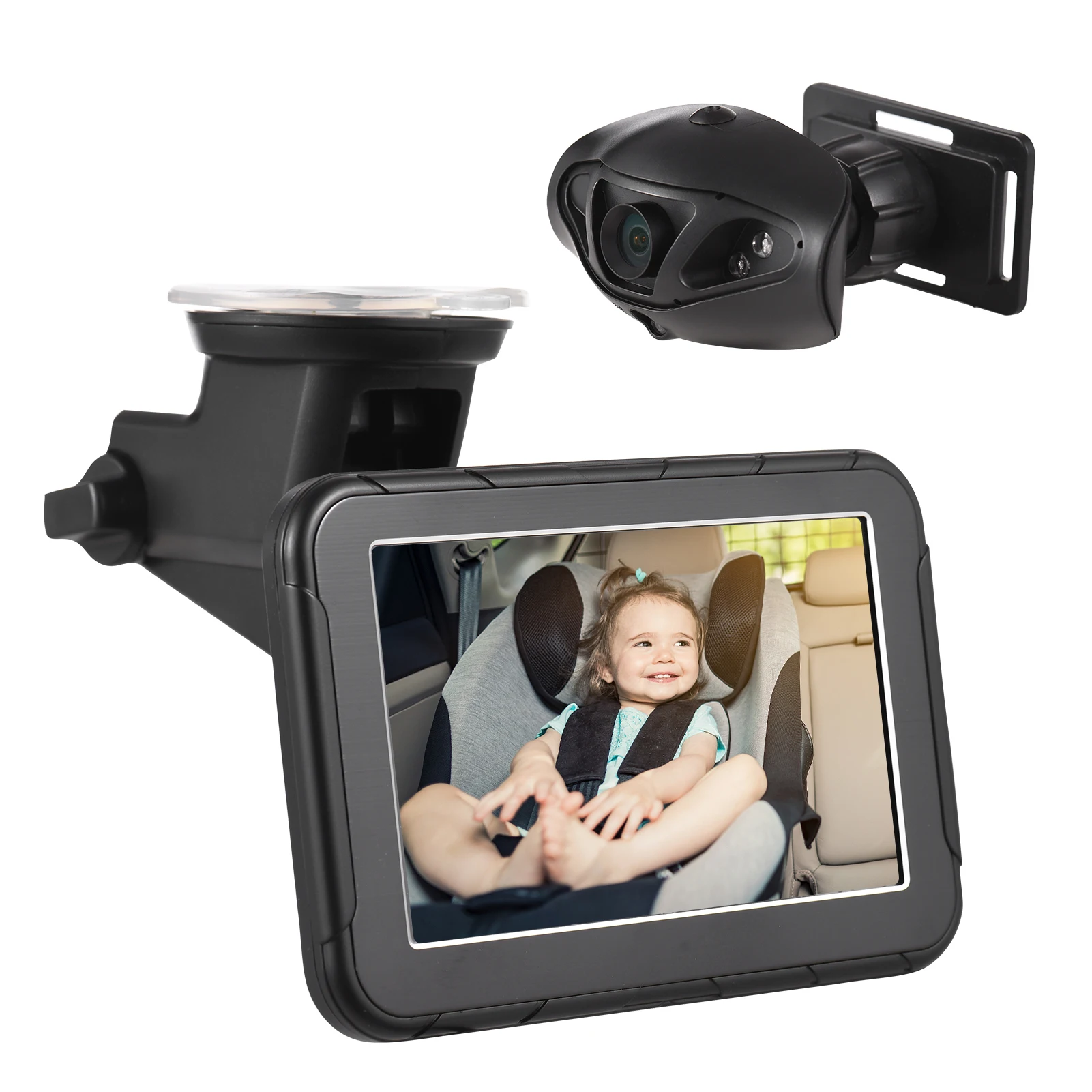 Baby Car Monitor High Resolution Monitor Camera for Baby Rear Facing Seat 5 Inch Car Seat Mirror 150° Wide View Night Vision