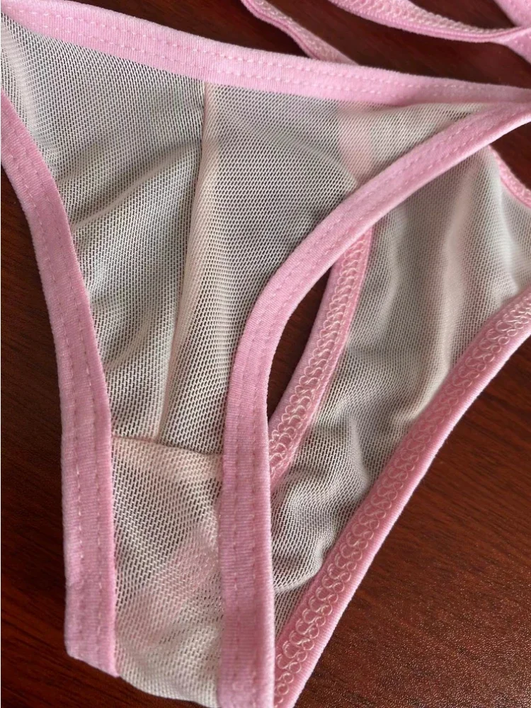 New Sexy Mesh G-String Bikini Brazilian Women Swimsuit See Through Bikini Set Transparente Micro Biquini Swimwear Female Costume