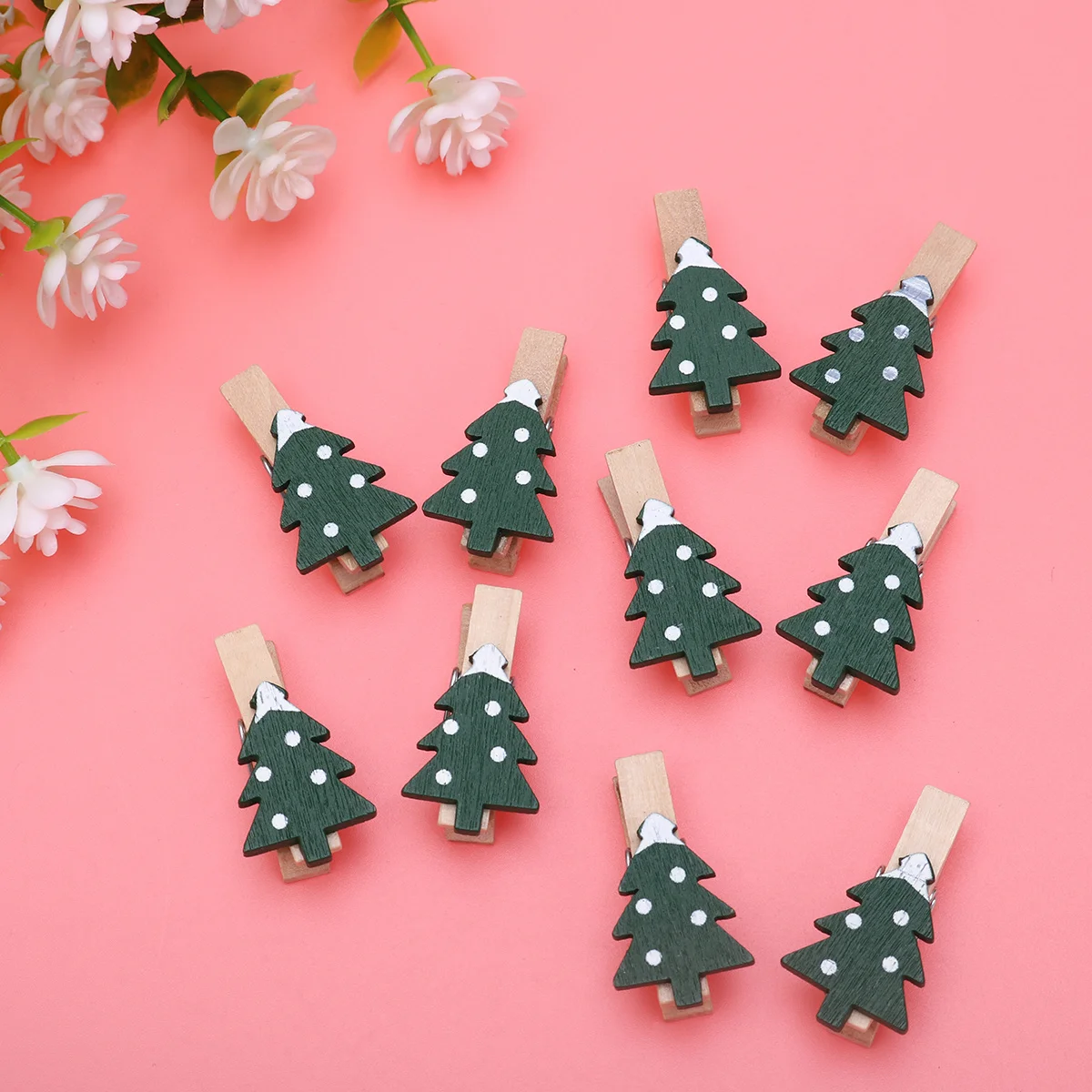 

25pcs Christmas Tree Natural Wooden Mini For Diy Photo Display Craft Decoration Holiday Party Home Decor Wooden Clips Cartoon