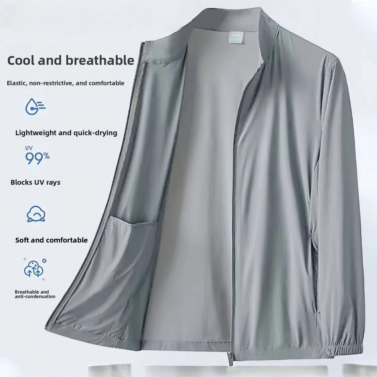 Ultra-Thin Breathable Ice Silk Stand Collar Original Yarn Sun Protection Outdoor Clothing Summer New Style Ultra-Light UV Pro...
