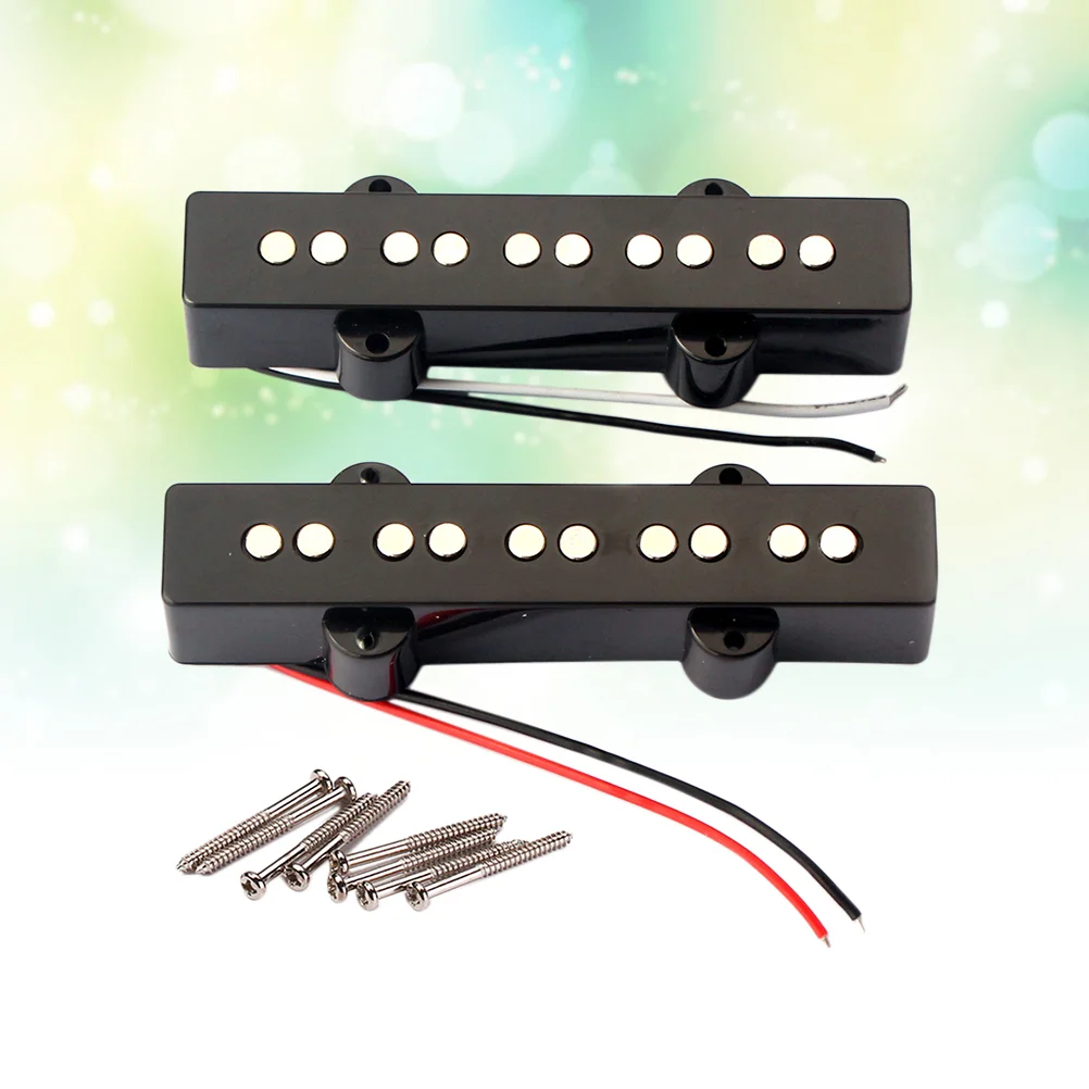 

5 String Electric Bass Pickups Bridge Neck Pickups Set for Jazz JB Bass Guitar Open Style Guitar Parts and Accessories GMB08 Bla