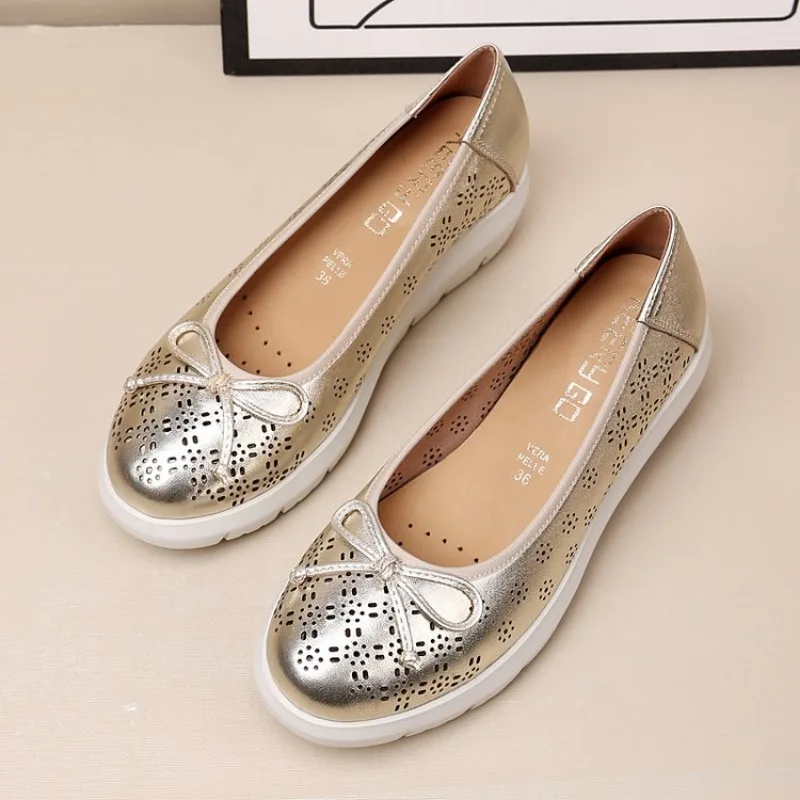 

French Vintage Single Round Head Ballet Slippers Low Heel Shallow Sole Patent Leather Small Red Shoes Summer Women's Flats 41 42