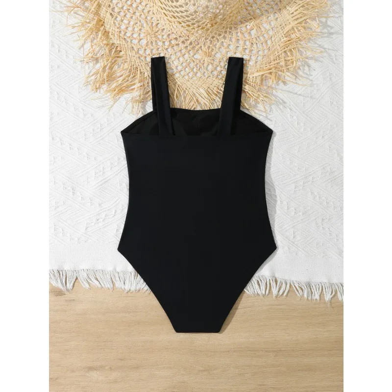 Girls One Piece Swimsuit 7-12 Year Kids Swim Suit Teenage Children's Swimwear 2025 Black Cut Out Bathing Suits Beach Wear Cute