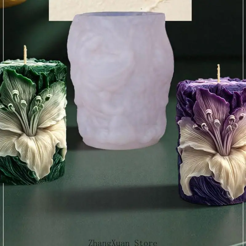 Dekorative Kerzenform aus Silikon mit zartem Blumenmuster für Heimwerker 3XUF – Detail 5
