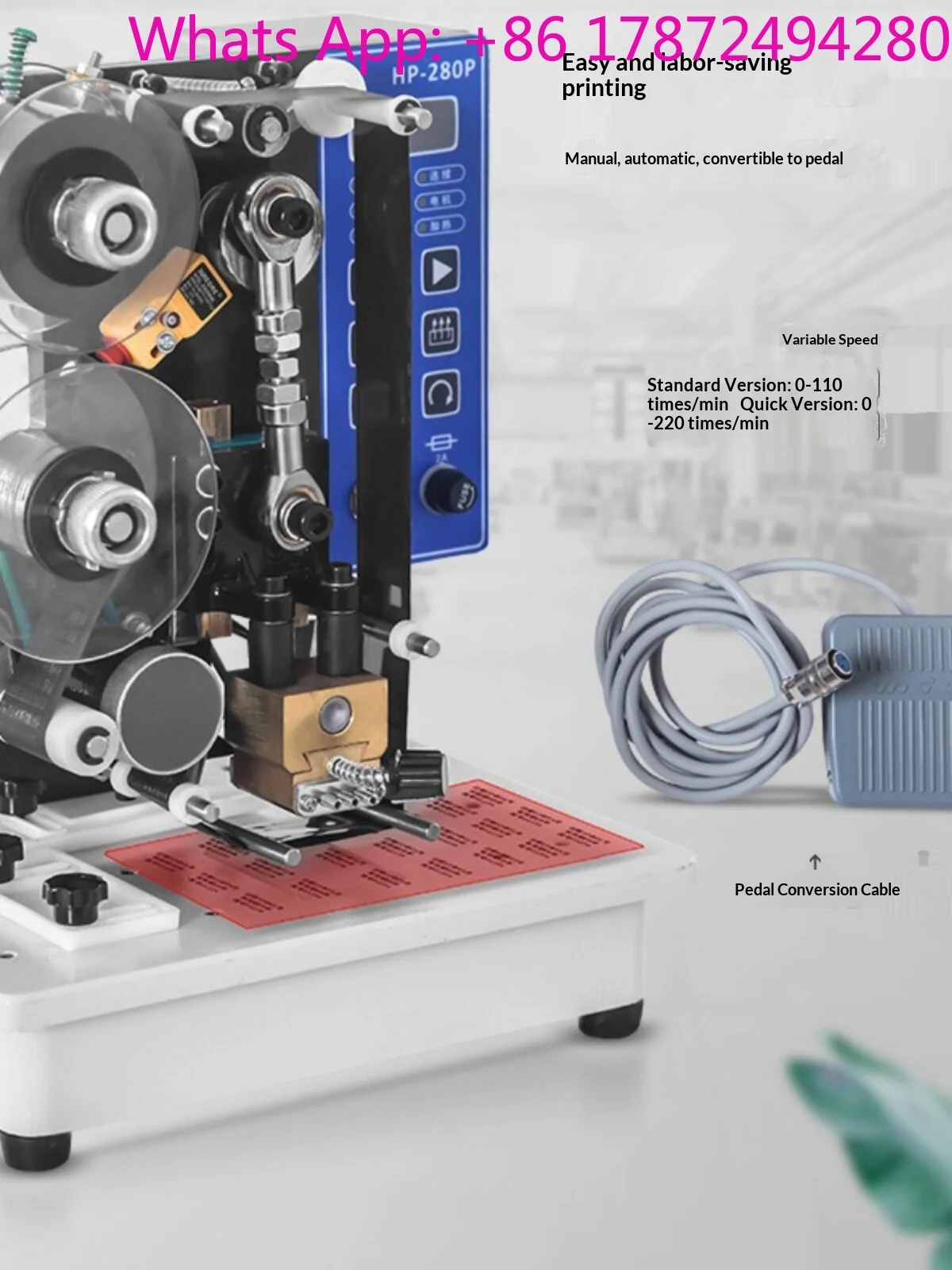 Electric ribbon coder for plastic/paper bags with automatic label and date printing