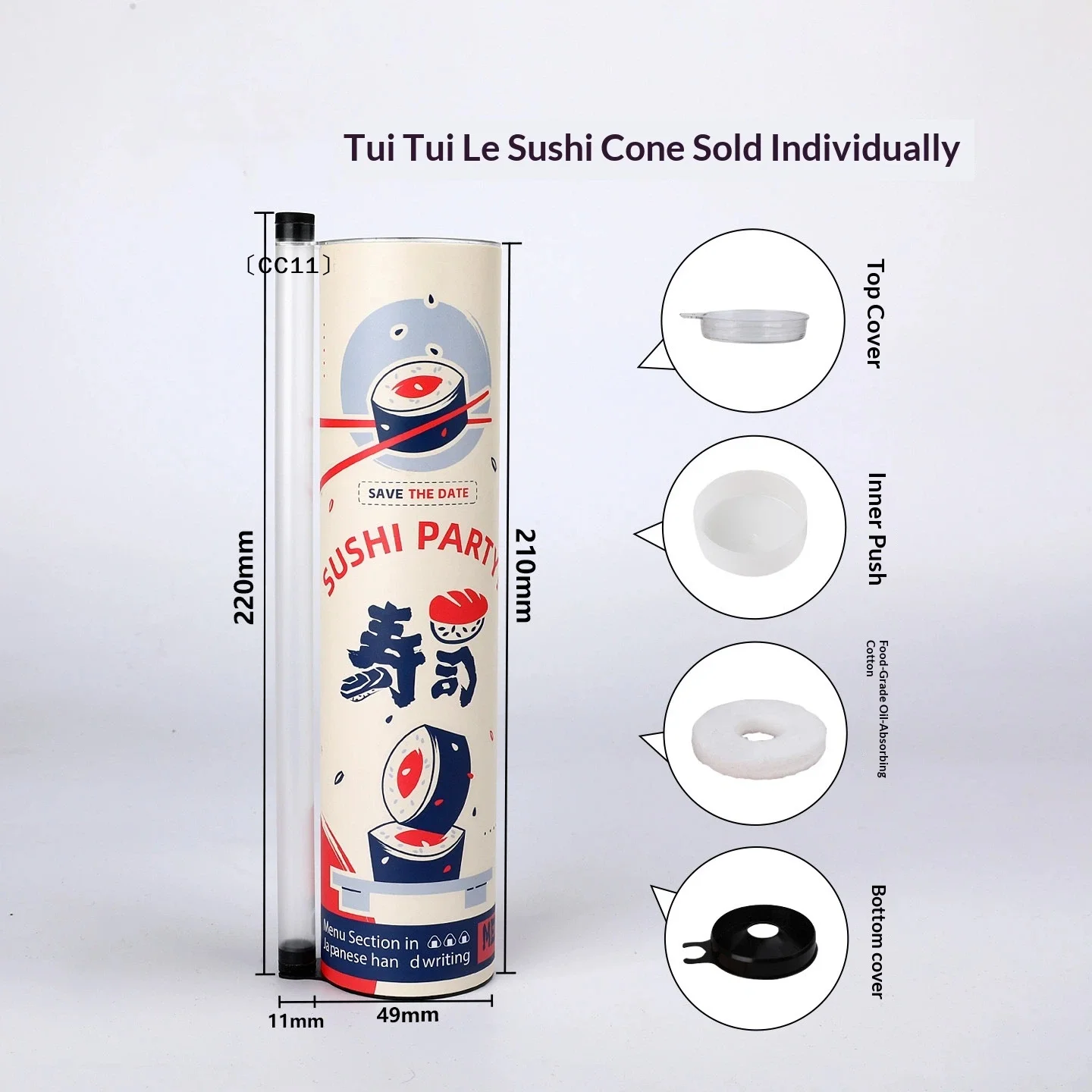 Round Sushi Push Box Wich Sauce Straw Food Grade Sushi Mold Cone Push Up Paper Bucket Package Paper Box Bento Accessories〔CC11〕
