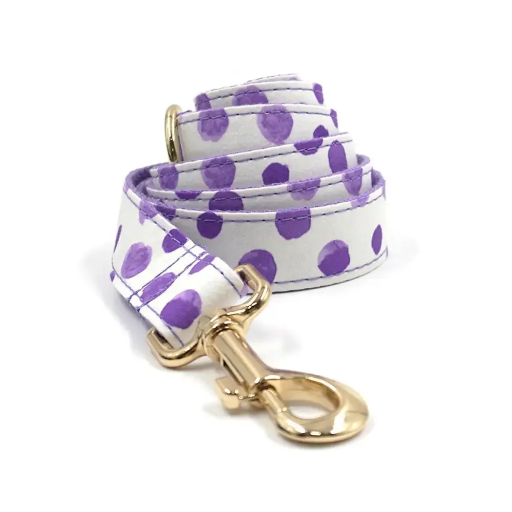 Personalized Dog Collar with Free Engraving, Matching Pet Leash,Customzied Contacts Metal Buckle,Purple Bubble Pet Collar