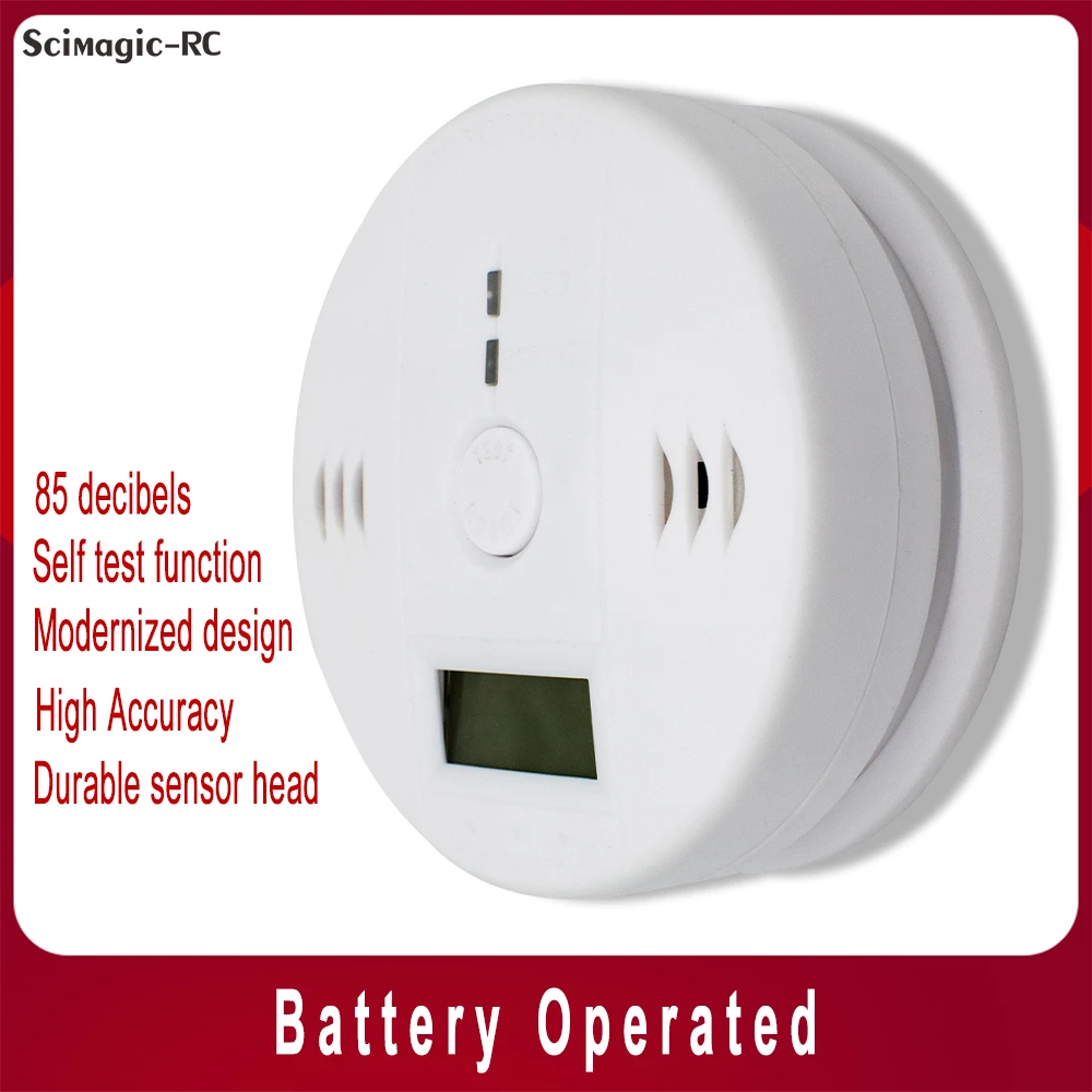 Independent CO Alarm Sensor Carbon Monoxide Alarm Detector High Sensitive 85dB Warning with LCD Photoelectric Display