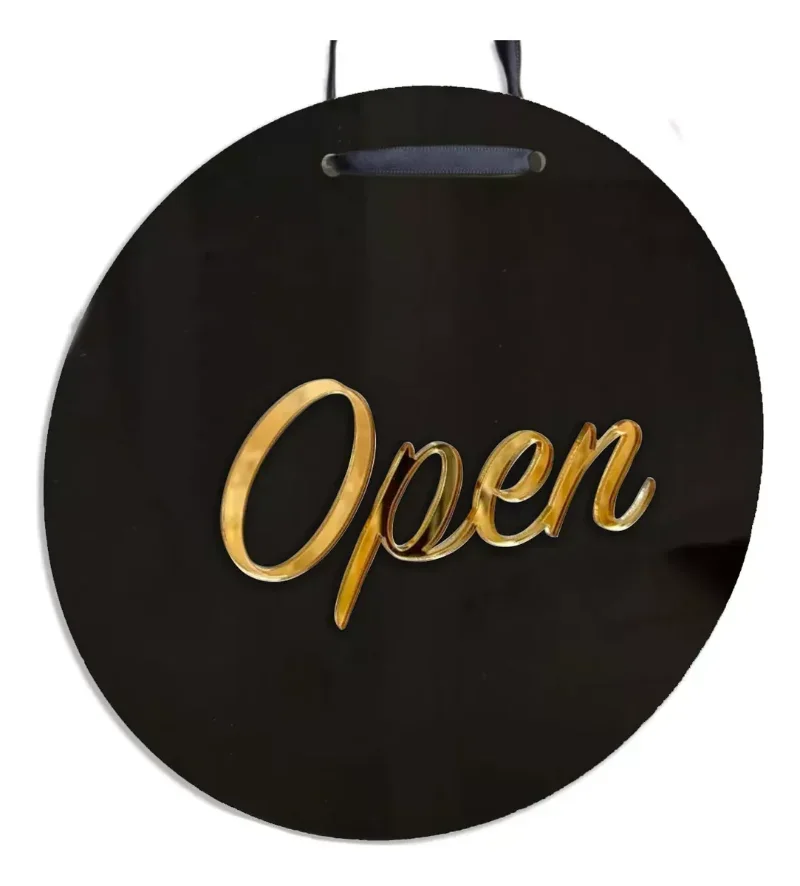 Open Closed Sign Salon Bar 3D Plaque Boutique Round Business Sign Open-Closed Sign for Your Storefront
