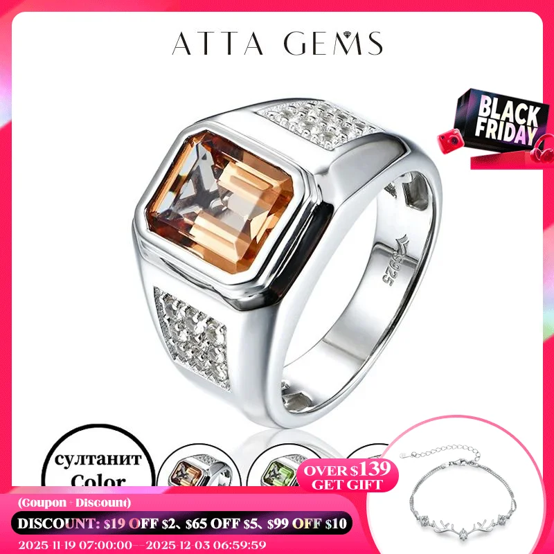 

Zultanite султанит Solid Sterling Silver Rings for Men Wedding Engagement 5 Carats Created Zultanite Rings Diaspore Men's Ring