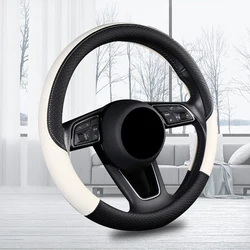 Car Truck Lorry Van Bus Steering Wheel Cover White Orange Braid On Steering-Wheel For Auto Diameters 36 38 40 42 45 47 50 CM