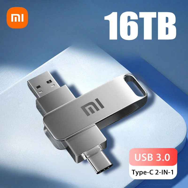 Xiaomi 16TB 3.0 USB Flash Drive Metal High-Speed Pen Drive 2TB 512GB Waterproof Type-C Usb PenDrive For Computer Storage Devices