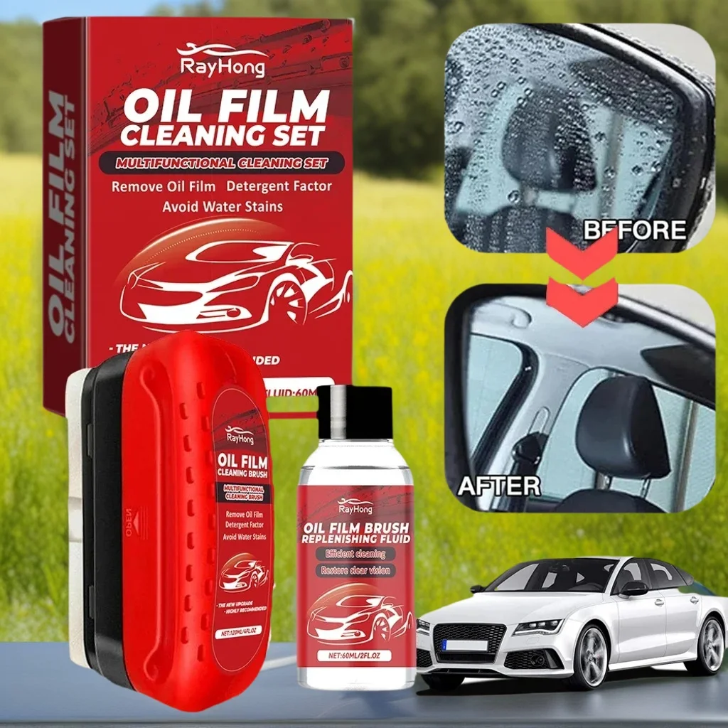 

​​Motorcycle Oil Film Cleaning Brush for Rain and Fog Prevention with Universal Glass Cleaning Wipe Board for Improved Clarity​​