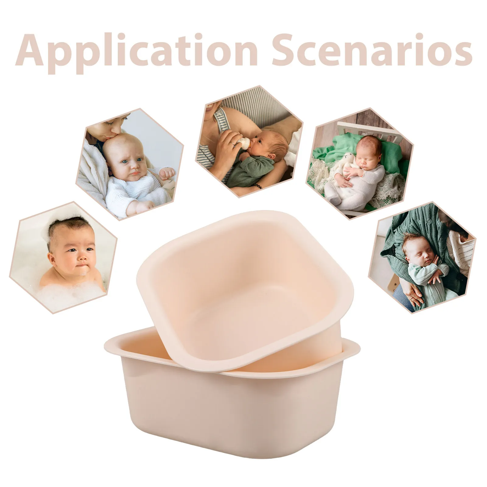 2Pcs Thickened Non Slip Baby Changing Station Basin Heat Resistant Plastic Wash Basin for Diaper Table Nursery Bath Face Foot