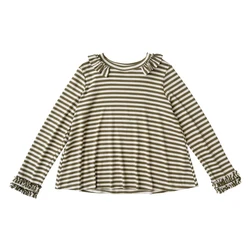 IMAKOKONI original design striped long sleeve T-shirt Lace stitching crewneck jumper fashion top 234326