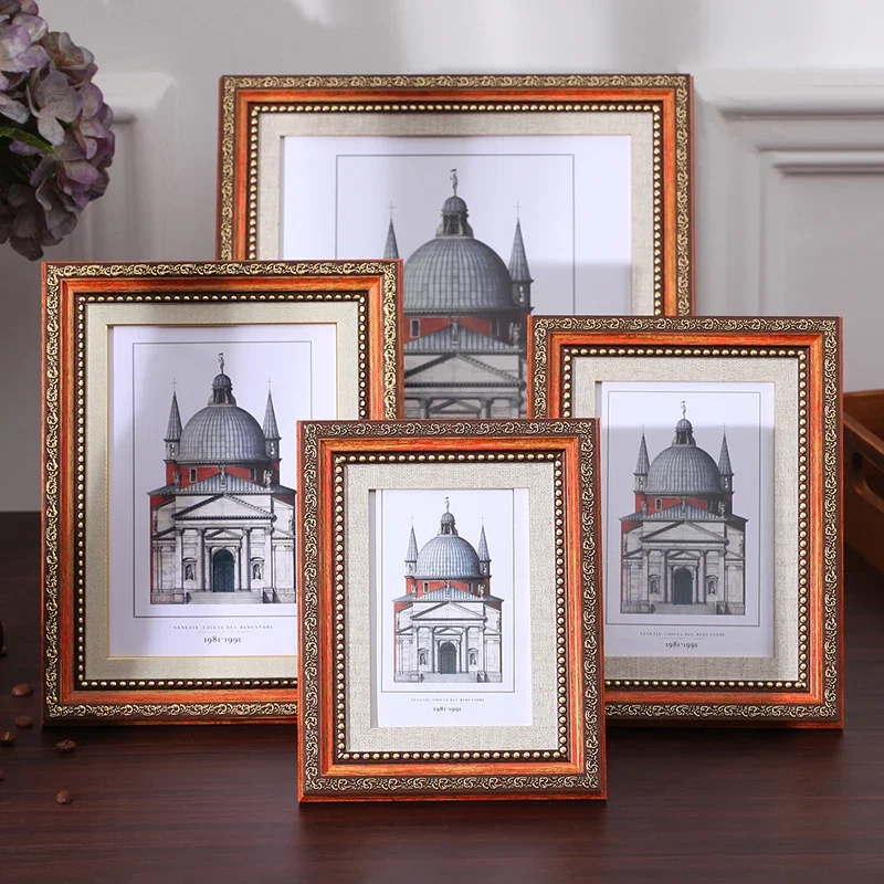 

Elegant Gravel Picture Frame Ornament Antique Display Nordic Photo Frame Vintage Picture Holder Cadre Photo Personalized Gift