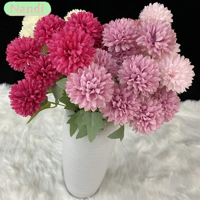 Ramo de hortensias de flores artificiales de 6 cabezales, materiales de flores DIY para decoración de boda, decoraciones para el hogar