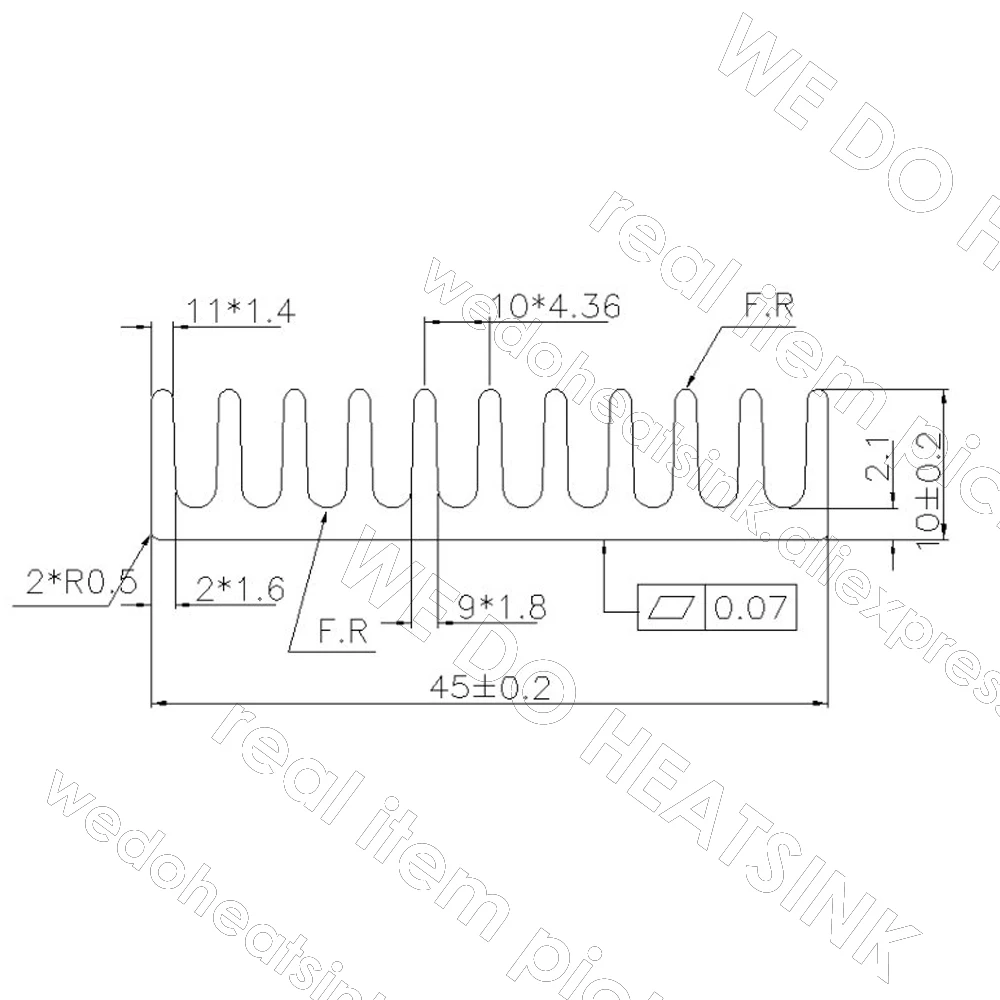 45X45X10Mm Zilver Sleuven Geanodiseerd Aluminium Koellichaam 1.77X1.77X0.39 "Cooler Radiator heatsink Met Thermische Geleidende Warmte Tape