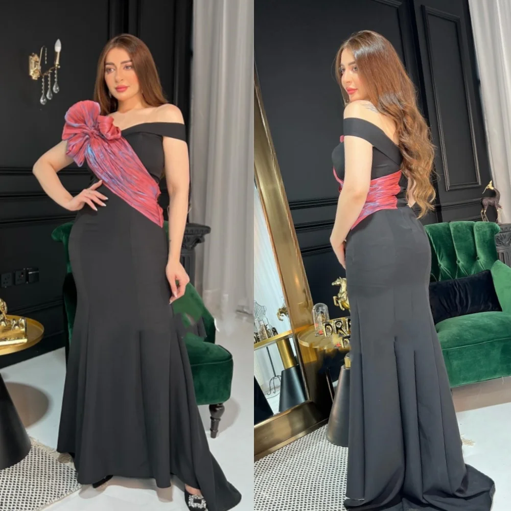 Customized Jersey Pleat Formal Evening Mermaid Off-the-shoulder Bespoke Occasion Gown Long Dresses