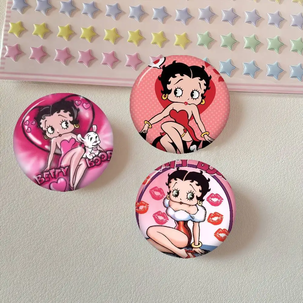 Anime B-BettyS Doll C-Boop-Es  Anime Creative Tinplate Soft Button Pins Animal Icon Brooch Lapel Backpack Badge Accessories Pin view 2