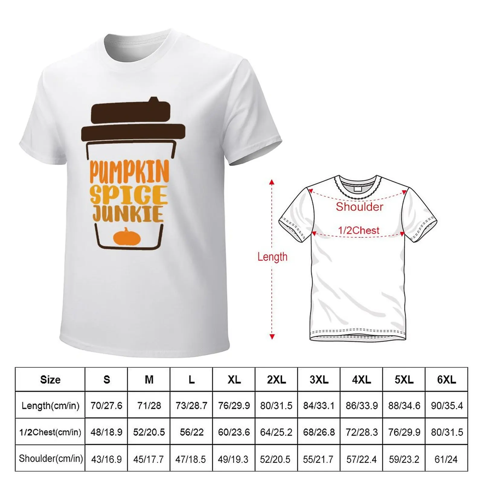 pumpkin spice junkie T-shirt korean fashion vintage clothes summer top blanks t shirts for men graphic