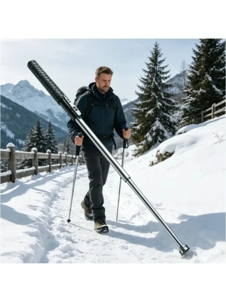 1 Stück 26 Zoll verstärkter Teleskop-Wander- und Skistock, tragbarer 3-teiliger verstellbarer Wanderstock, leichter Trekking-Stützstab für Outdoor-Bergskifahren, Wandern und Reisezubehör