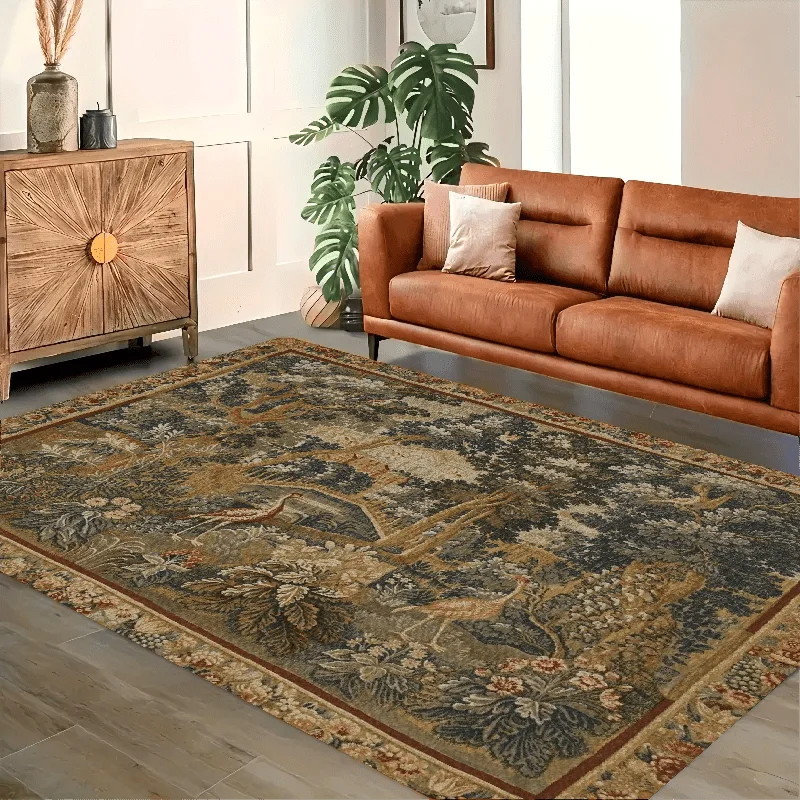 Vintage Farmhouse Area Rug Featuring Swan Design, for Both Indoor and Outdoor Use for Holiday Home Decor and Room Embellishment
