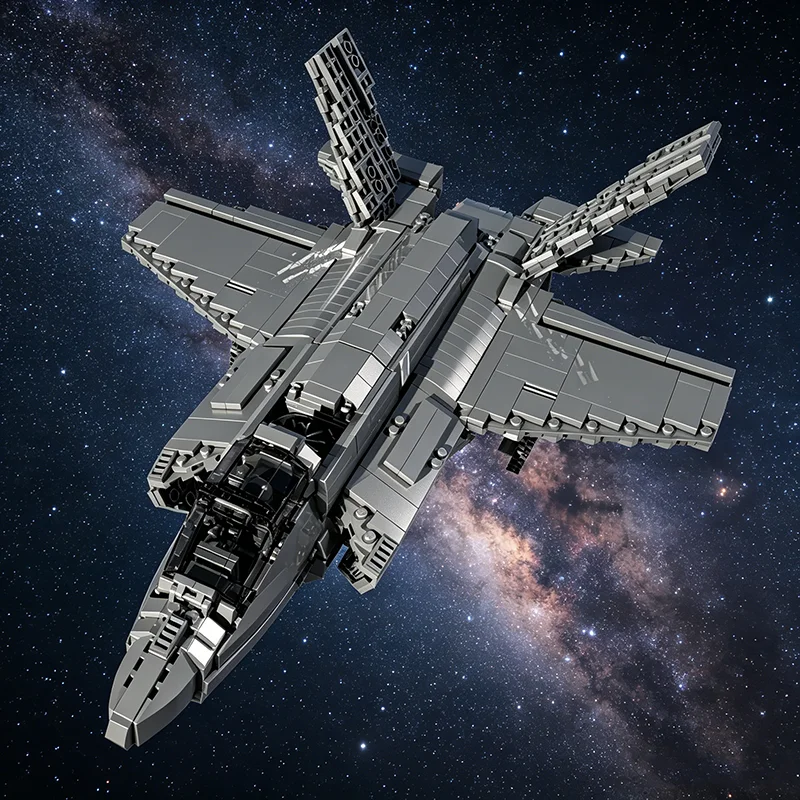 

Stealth Fighter Military Model Bricks With Crew Figures F-35 Lightning II Fighter Jet Building Blocks Desktop Ornament Toy Gifts