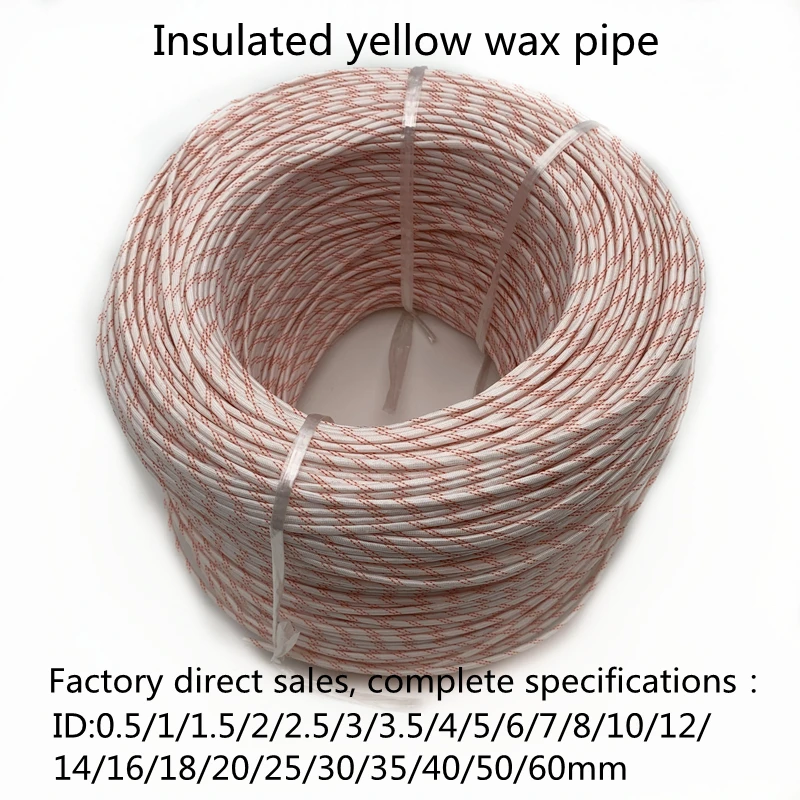 

High Temperature Insulation Fiberglass Tube Wire Tubes Yellow Wax Glass Fiber Braided Sleeve Casing Pipe Waterproof 1mm ~ 60mm