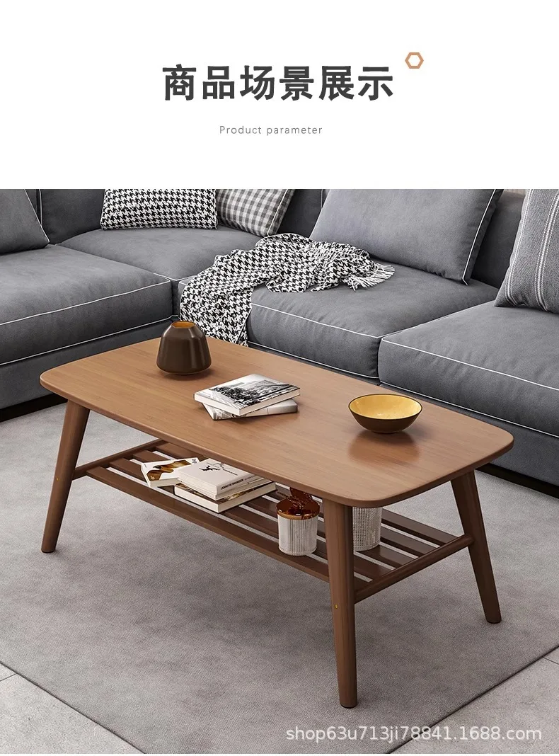 Coffee Table Living Room Center Minimalist Display 2-Tier Wood Coffee Table with Shelf Storage Mesa De Centro Elevable طاولة