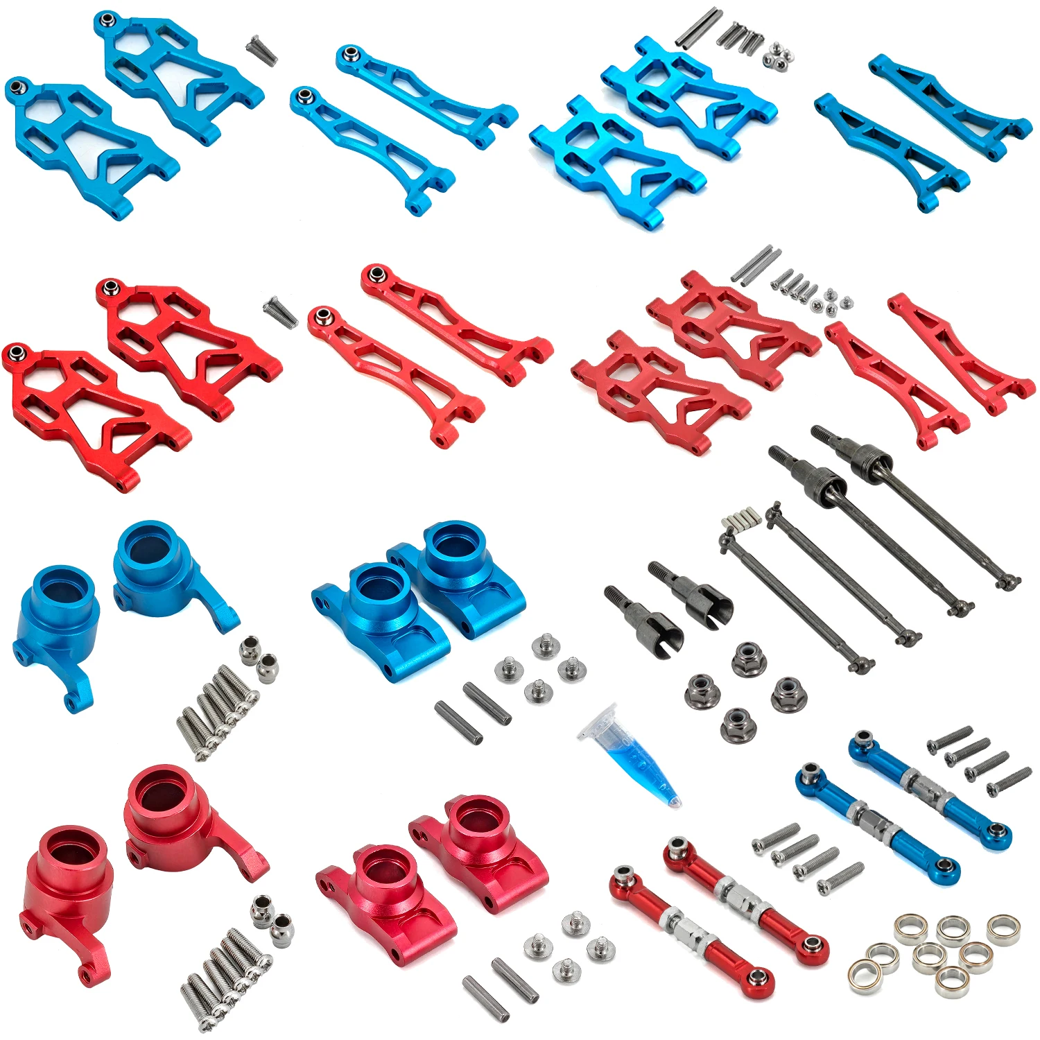 Upgrade Metall-Vorder- und Hinterradaufhängung, Radnaben, Lager, Lenkrobe, Aluminiumteile für SCY16101,16102Pro,16104,SG116,Q130 usw