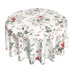 Wild Flower Floral Tablecloth Round Table Cloth Waterproof Polyester Washable Table Cover for Indoor Outdoor Picnic Patio Decor