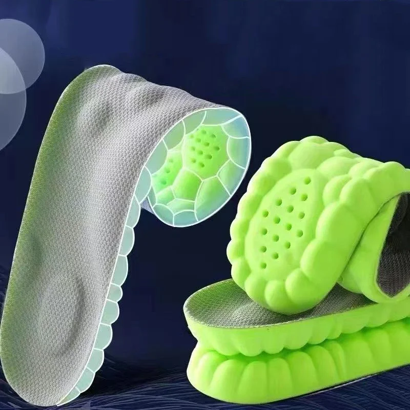 4D Shock Absorption Insoles High Elasticity Latex Massage Shoe Pads Inserts Unisex Soft Sports Running Deodorant Cushions