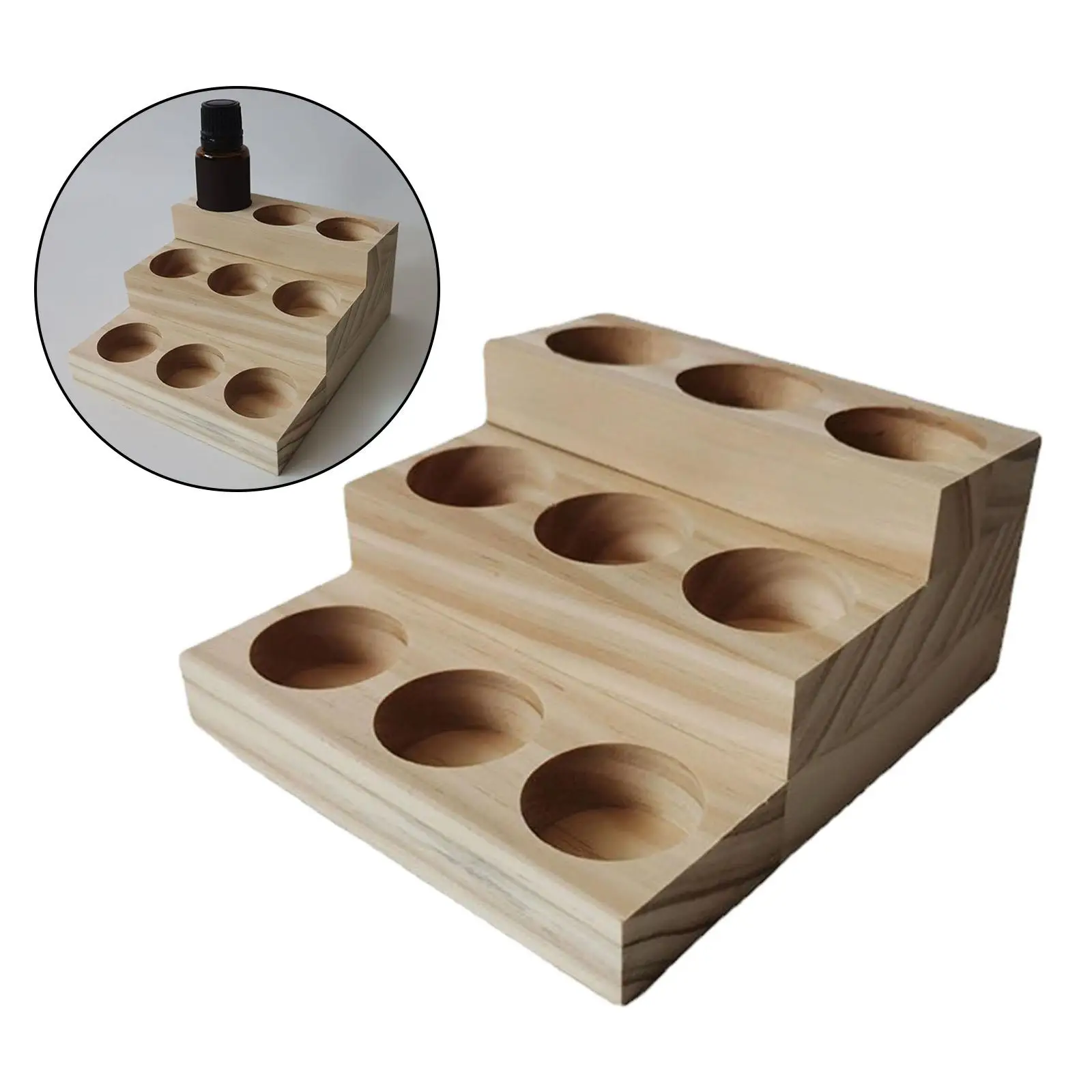 Wooden Essential Oil Display Stand Bottles Storage Rack Collection Shelf