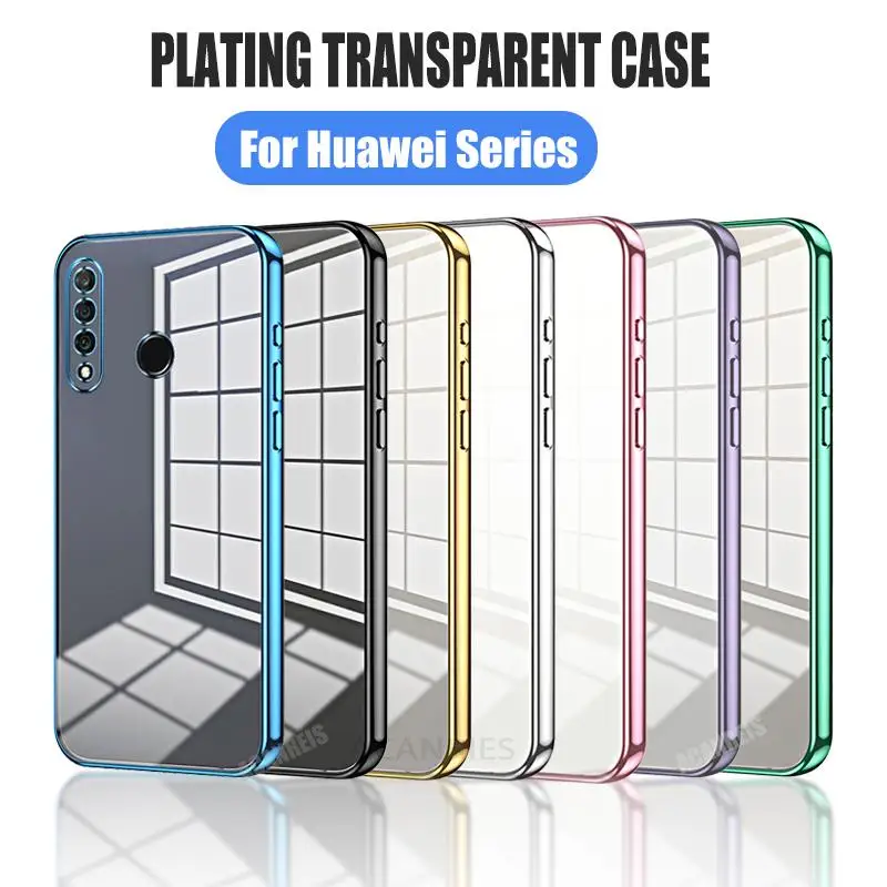 P 30 20 40 50 Luxury Plating Transparent Case For Huawei P30 Lite P20 P40 P50 P60 Pro Silicone Clear Back Cover P30lite P30pro